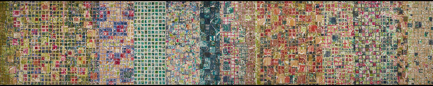 A large collage of different colored squares and rectangles.