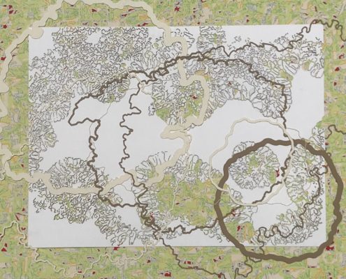 A map of the land with a circle in it.