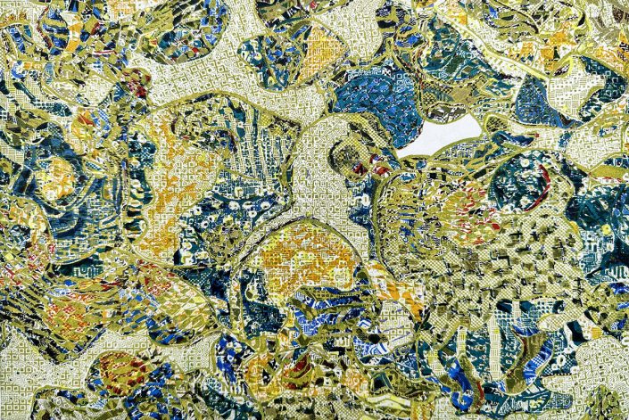 A close up of the surface of a mosaic